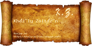 Khély Zoltán névjegykártya